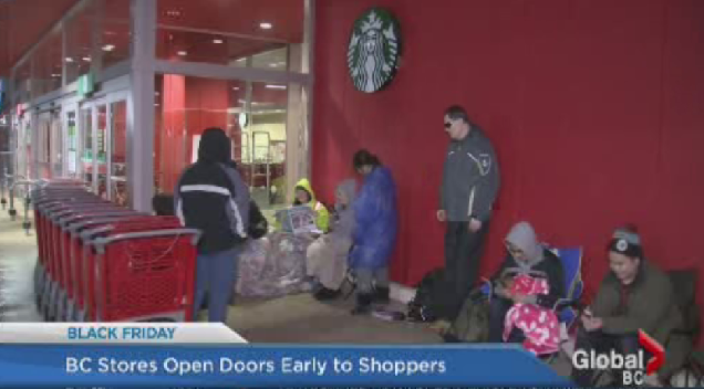 Some shoppers lined up outside B.C. stores for Black Friday deals.