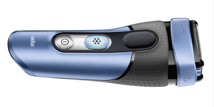 Braun CoolTec shaver has aluminum cooling bar for shaving comfort