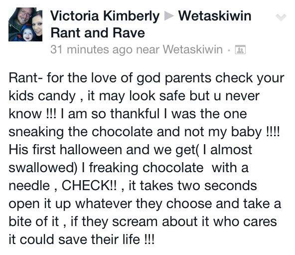 Wetaskiwin RCMP investigate after a pin was found in a mini chocolate bar.