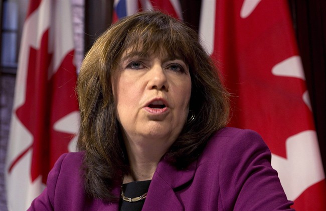 Ontario Auditor General Bonnie Lysyk speaks during a news conference at the Ontario Legislature in Toronto on Monday, April 28, 2014.