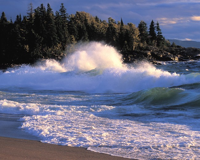 Waves crash on shore during a November gale at Lake Superior's Government Beach near Wawa, Ont. 