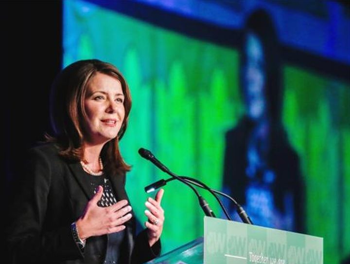 Wildrose Leader Danielle Smith addresses party faithful at their annual meeting in Red Deer on Friday, Nov. 14, 2014.