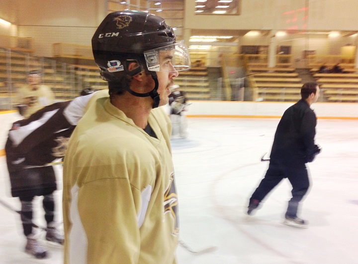 Jordan DePape practices with the Manitoba Bisons Tuesday afternoon. The 22-year-old Winnipegger was diagnosed with type 1 diabetes nearly a decade ago.