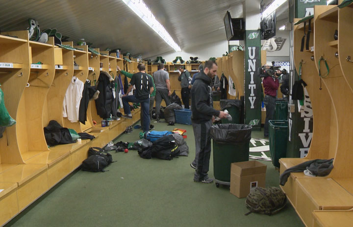 Saskatchewan Roughriders expect off-season changes as players clean out their lockers Tuesday after losing CFL semifinal.