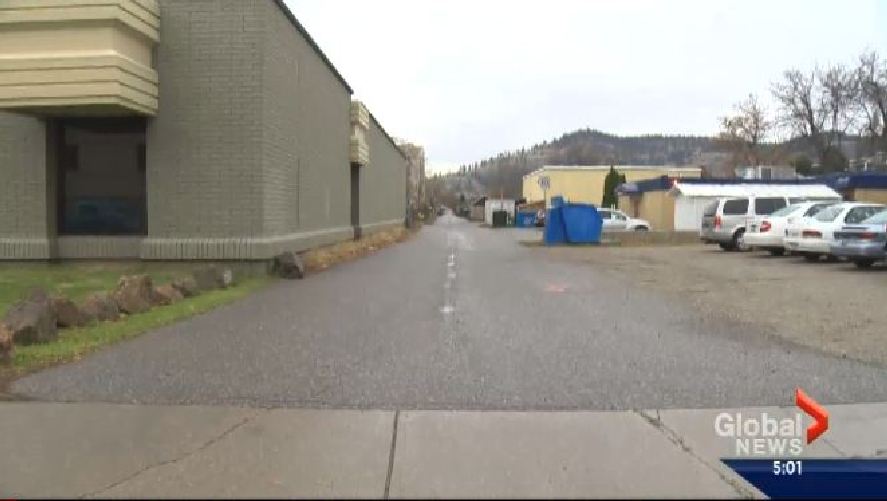 This is the downtown Kelowna alley where the victim was found seriously injured on Sunday.