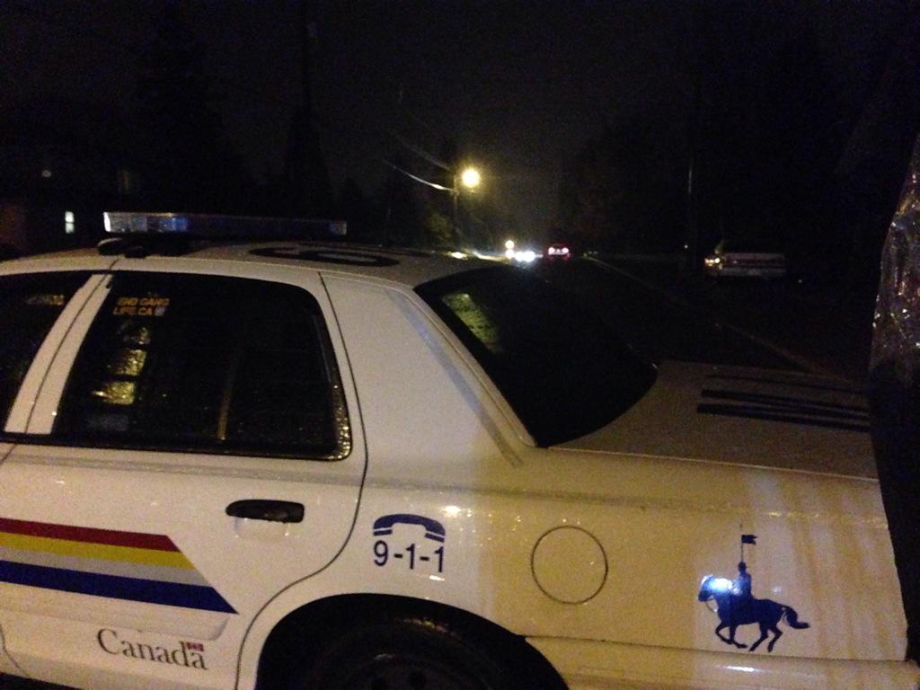 An RCMP cruiser is pictured on scene in Mission, B.C.