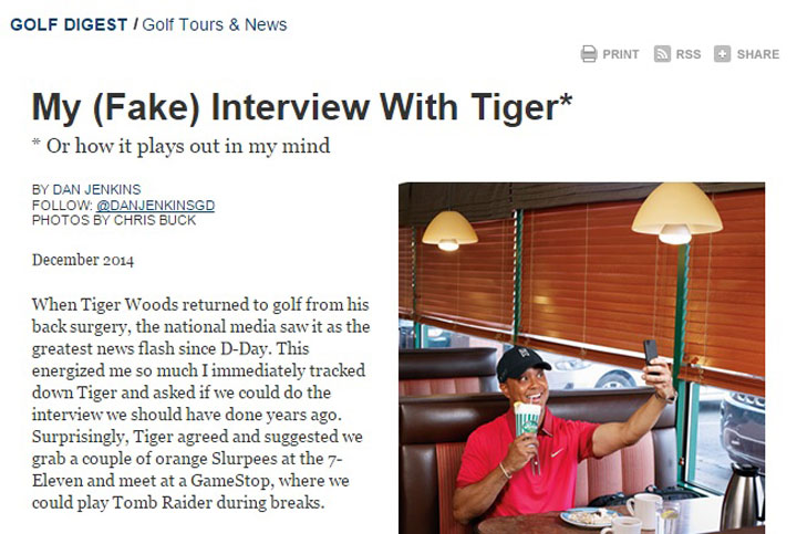 Fake Tiger Woods Dan Jenkins interview