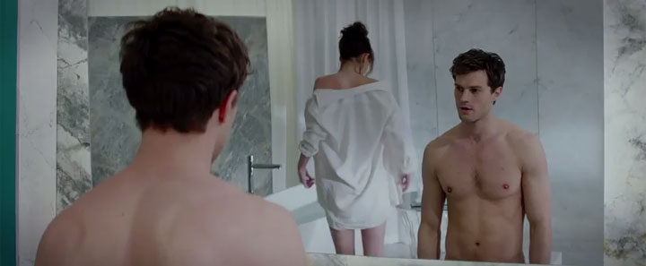 A scene from 'Fifty Shades of Grey,' starring Jamie Dornan and Dakota Johnson.
