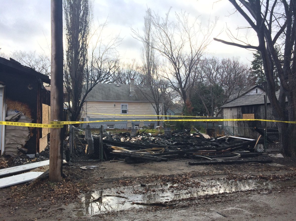 The detached garage burnt to the ground in the 600 block of Broadway Avenue around 3:00 a.m.