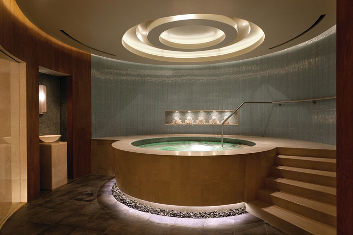 This photo provided by Four Seasons Hotel Denver shows the whirlpool spa tub manufactured by Diamond Spas at the Four Seasons Hotel in Denver.