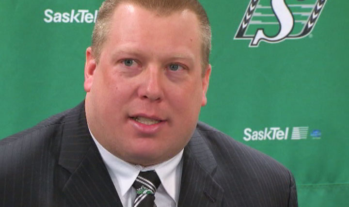 An emotional Gene Makowsky announces his retirement from the CFL’s Saskatchewan Roughriders in 2012.