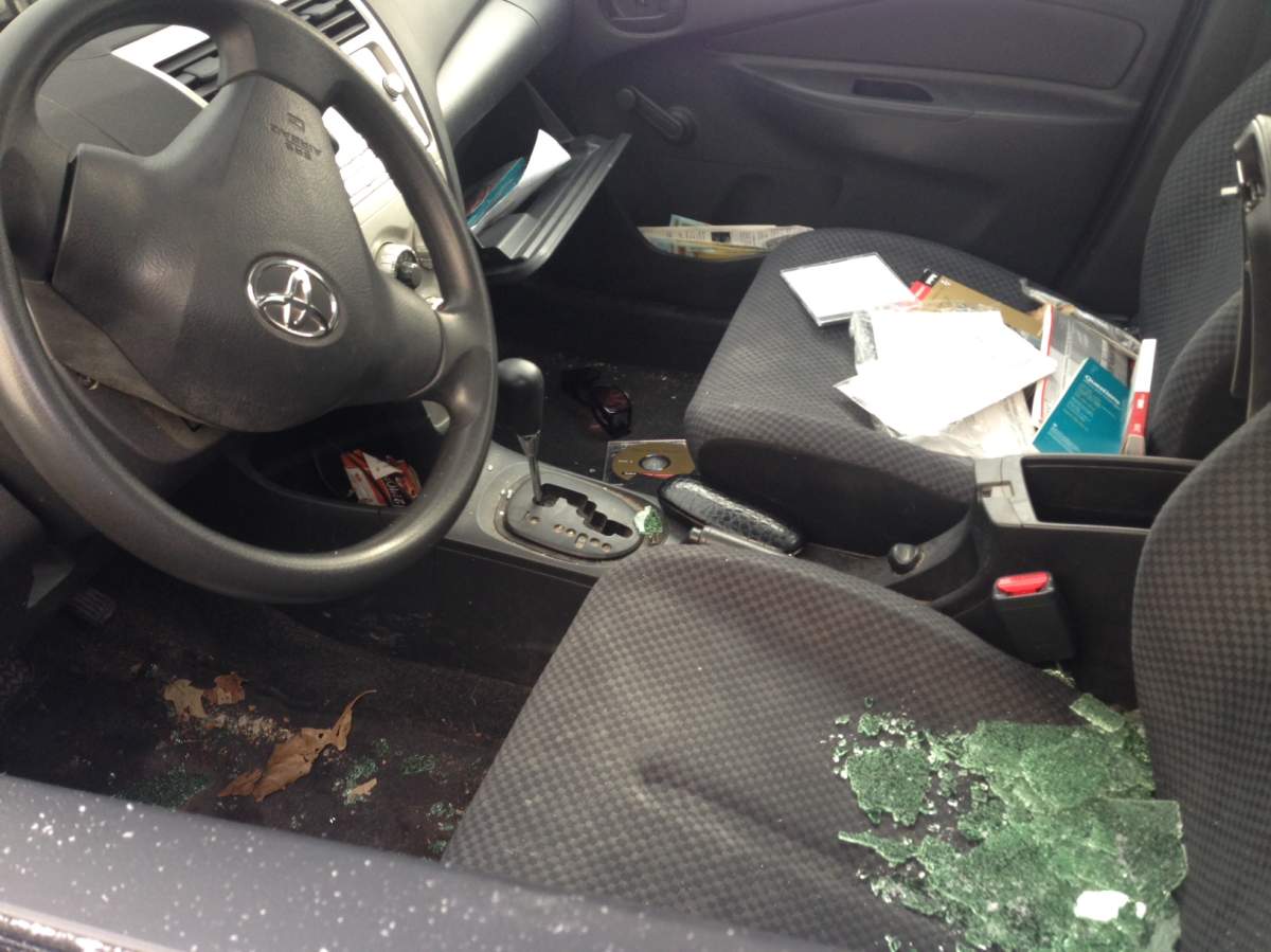 One of 24 vehicles that was broken into in River Heights. 