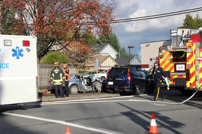 A man has died as a result of injuries suffered in this car accident at 108th Avenue and 146th Street in Surrey on November 22, 2014.