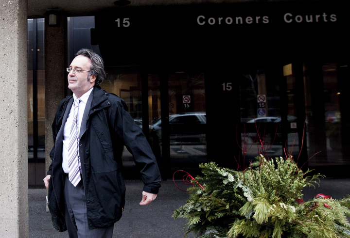 Irwin Elman, provincial advocate for child and youth for the province of Ontario, leaves a Toronto coroner's courthouse
