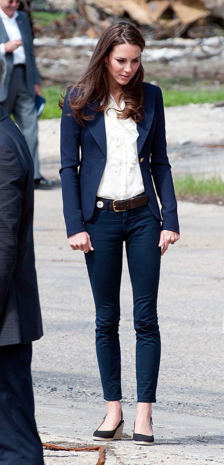 Catherine, Duchess of Cambridge visits a part of town devastated by a fire in May 2011, on July 7, 2011 in Slave Lake, Alberta.