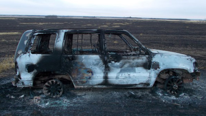 RCMP are looking for the culprits after a stolen SUV was found burned-out north of Kelvington, Sask.