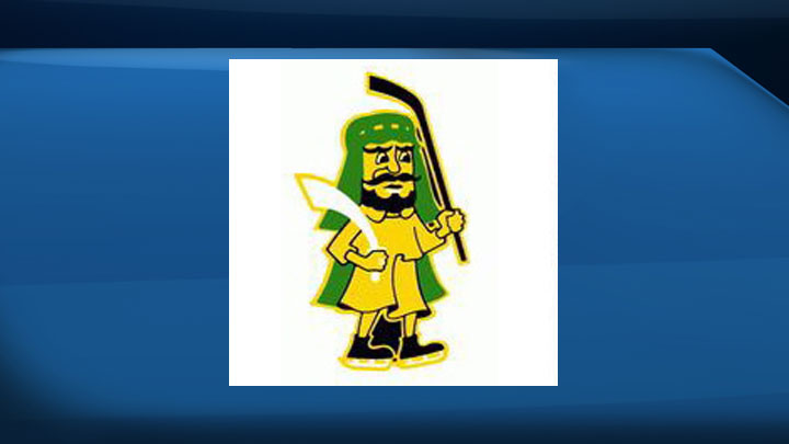 A logo for the Prince Albert Raiders of the Western Hockey League is shown in an image taken from the team's website. The Saskatchewan junior hockey team is under fire after unveiling a new mascot that critics are calling offensive to Middle Eastern people.
