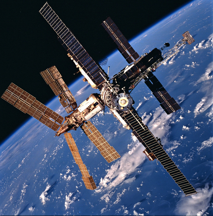 The Russian space station Mir, which fell to Earth in 2001.