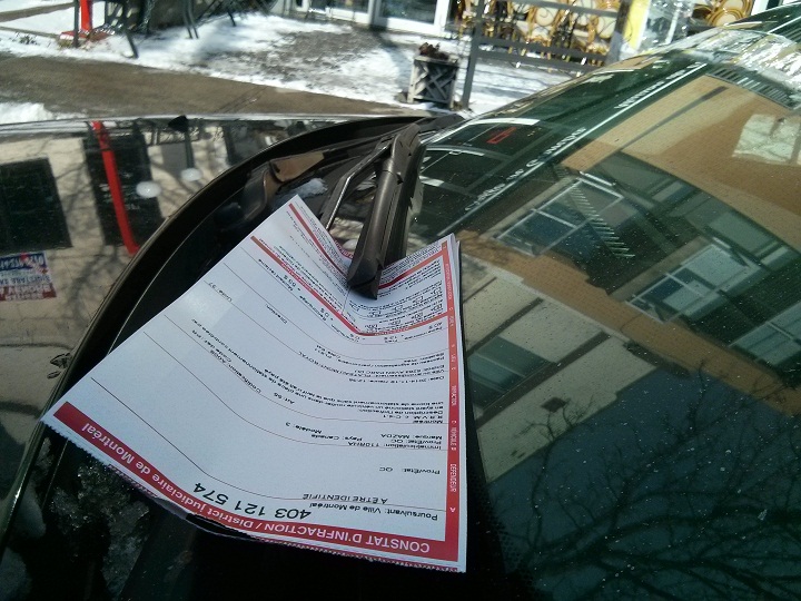 A ticket on a Montreal vehicle.