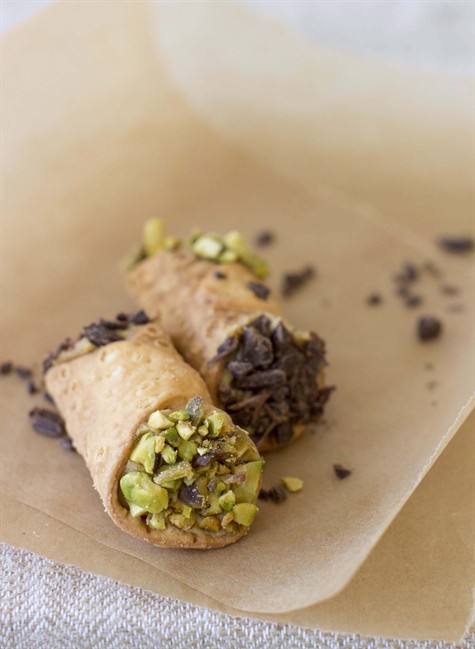 Pumpkin pie reconfigured as Thanksgiving cannoli