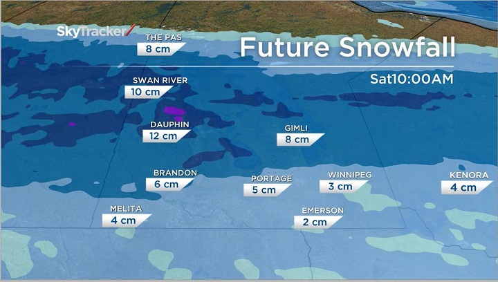 Future snowfall forecast on Thursday looking to Saturday.