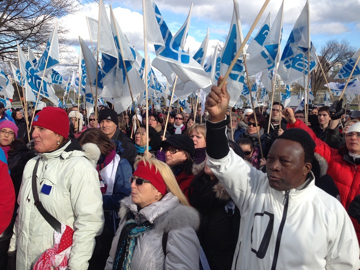 Quebec nurses protested in Quebec City.
