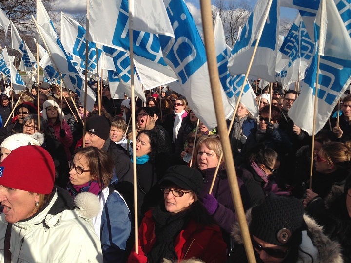 Quebec nurses protested in Quebec City.