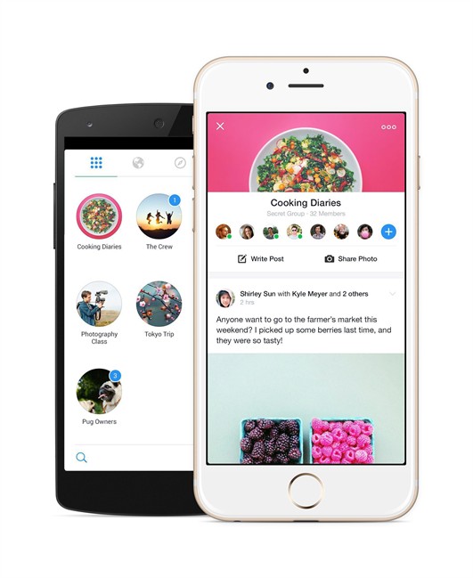 This product image provided by Facebook shows the company's new Groups app. Groups lets users create and interact with communities on the site, whether they’re based on hobbies, geography or culture.