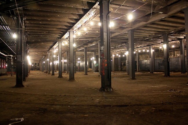 This Aug. 15, 2012, photo provided The Lowline shows the abandoned trolley terminal deep underground in New York's Lower East Side, which may one day house a park. The project-in-the-works, history meets 21st century technology; will employ the latest solar technology to illuminate the subterranean space, filtering the sun via a collector at street level. (AP Photo/The Lowline, Danny Fuchs).