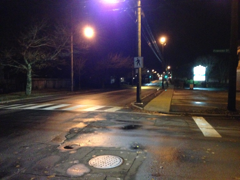 Police say the incident happened at 8:45 on Thursday when a 30-year old man ran out into the intersection of Frances Street and Victoria Road.
