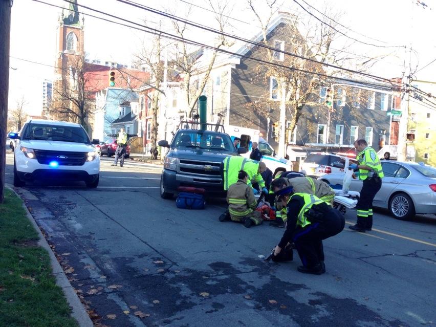 Emergency crews are responding to the site of a vehicle-pedestrian collision in Halifax at the intersection of Brunswick Street and Cornwallis Street.