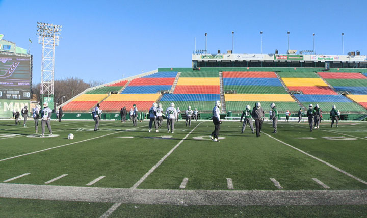 Saskatchewan Roughriders plan to keep focus on their rushing attack in West semi against Esks.