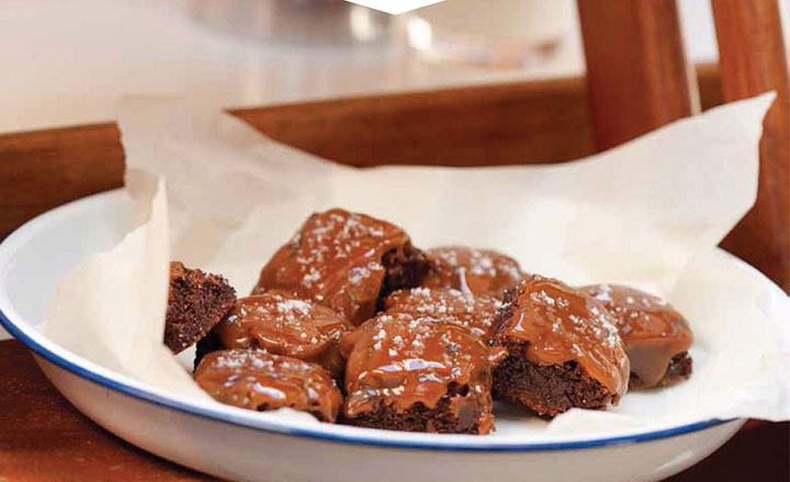 A sprinkling of sea salt balances the sweetness of these fudgy, caramel-covered brownies.