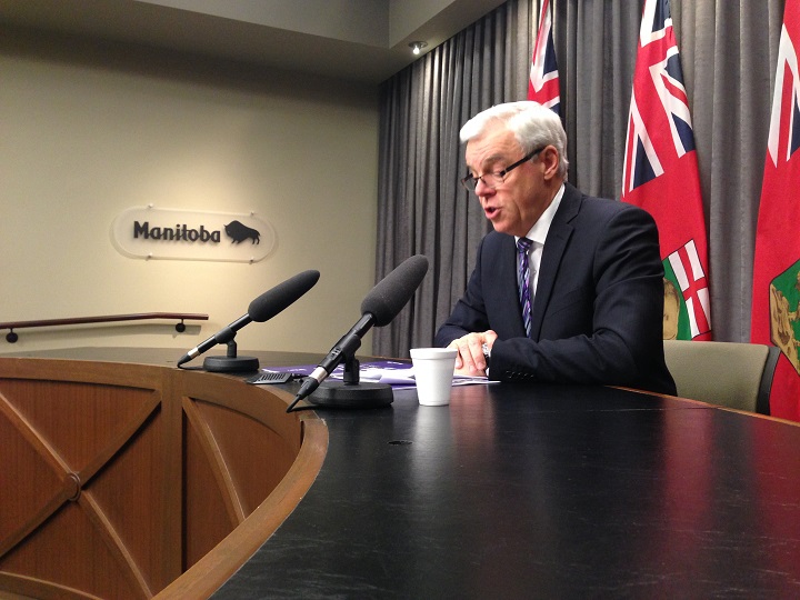 Manitoba Premier Greg Selinger discusses the throne speech at a news conference in Winnipeg on Thursday, November 20, 2014.