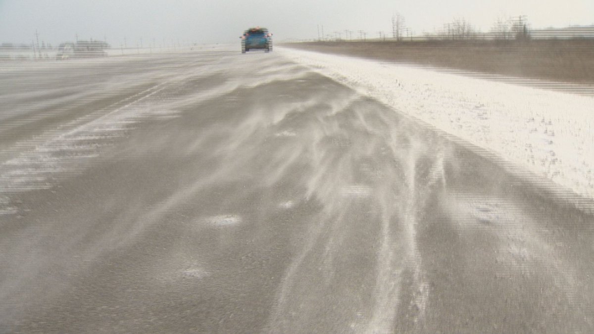 Blowing snow made it difficult for a Winnipeg driver to get home safely.