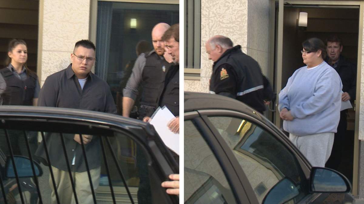 Kody Bear and Brittany Bear leave court on Monday afternoon.