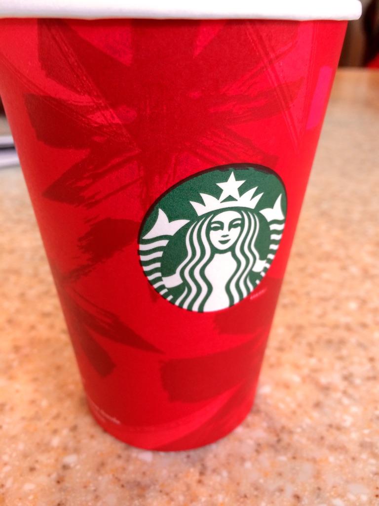 The iconic Starbucks red holiday cup.