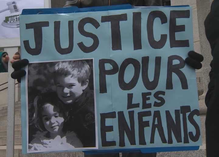 A sign at a protest against Guy Turcotte at the Quebec Court of Appeal on November 10, 2014.