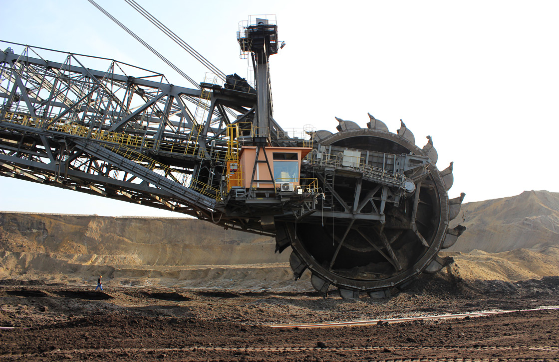 The bucket-wheel excavator in Germany's Welzow lignite mine