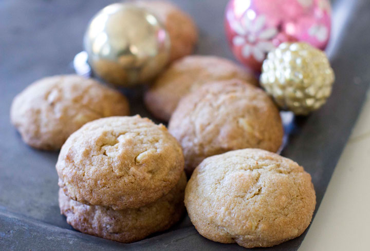 This Nov. 3, 2014, photo shows chewy white chocolate pine nut cookies in Concord, N.H. The pine nuts add a wonderful toothsome creaminess that plays so well with the white chocolate chips and orange zest.