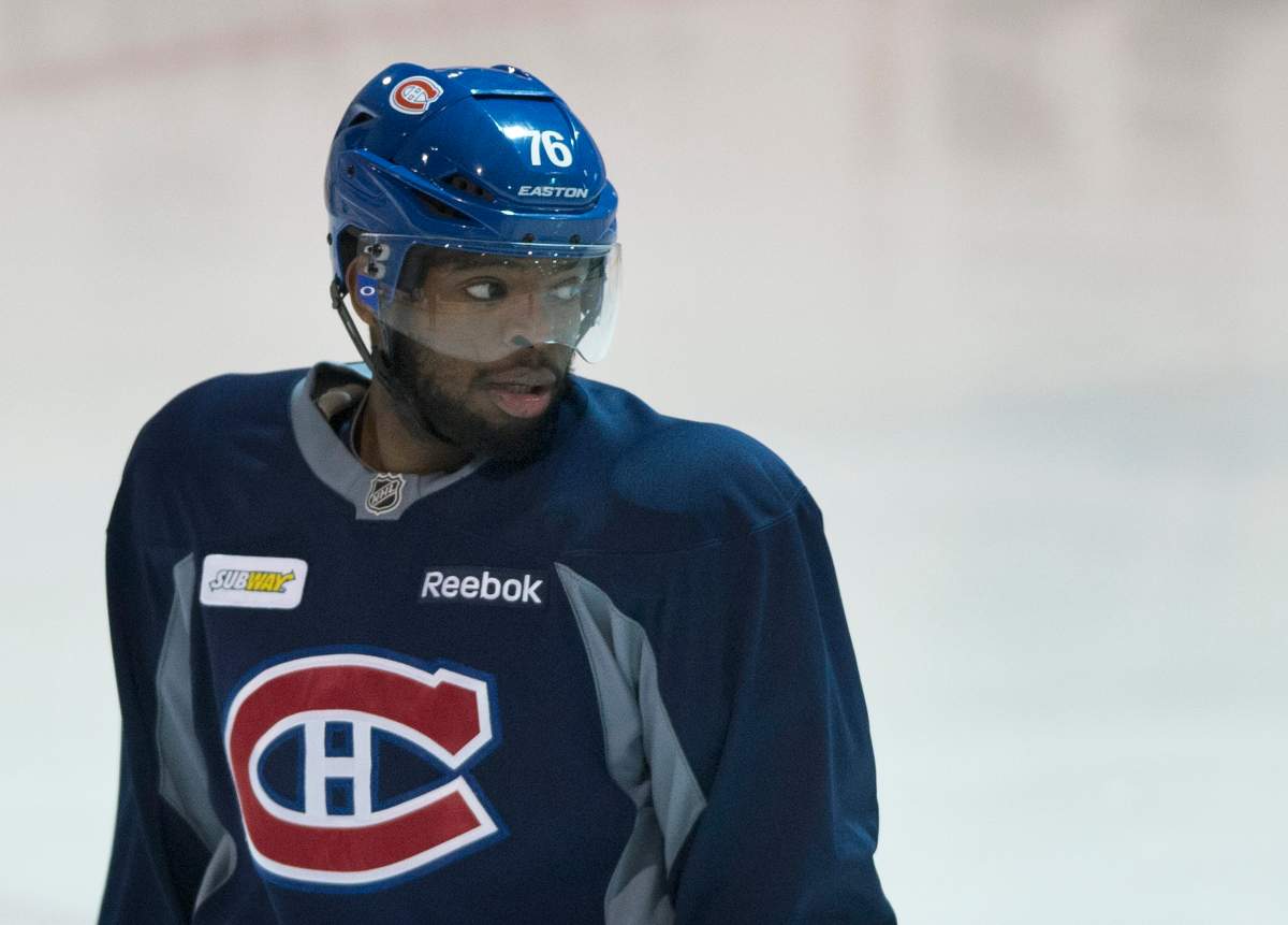 Montreal Canadiens’ player P.K. Subban skates during a practise session in Montreal, Tuesday, January 7, 2014. Subban has been selected to play for team Canada at the 2014 winter olympics in Sochi.