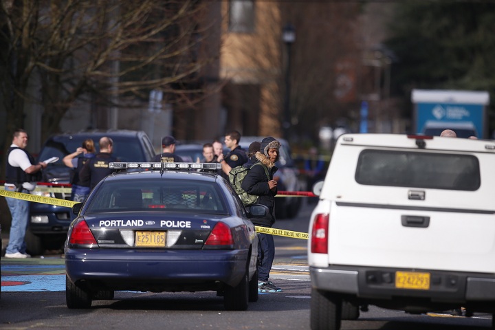 The scene in North Portland where a shooting occurred near Rosemary Anderson High School on Dec. 12, 2014.