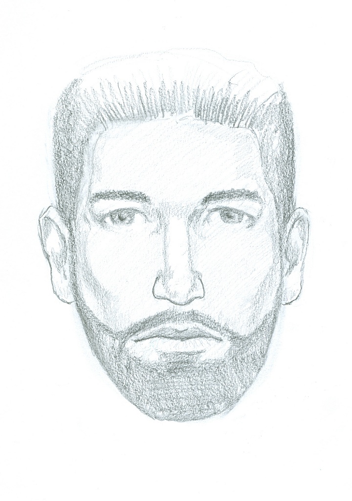 A composite sketch of the male suspect.