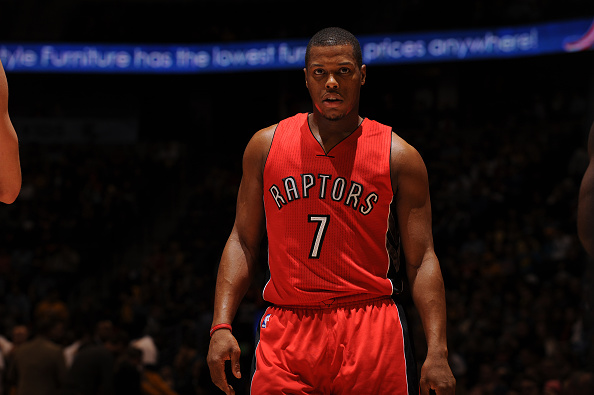 Kyle Lowry #7 of the Toronto Raptors during the game against the Denver Nuggets on December 28, 2014 at Pepsi Center in Denver, Colorado. 