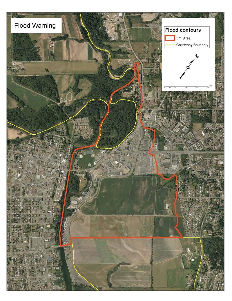 Area of evacuation for the City of Courtenay.