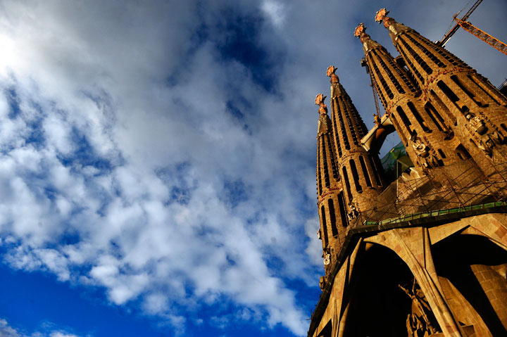 This photo shows Antoni Gaudi's Sagrada Familia church, in Barcelona, Spain. The Barcelona landmark, whose construction began in 1882 and is still continuing, was designed by architect Antoni Gaudi, who died in 1926. Seeing Gaudi’s architecture is an essential Barcelona experience for tourists, and it’s free.