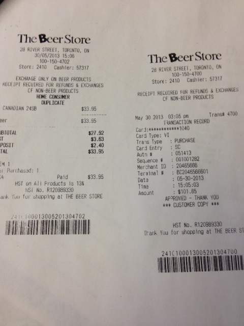 The Beer Store receipt released with a long list of Pan Am Games expenses