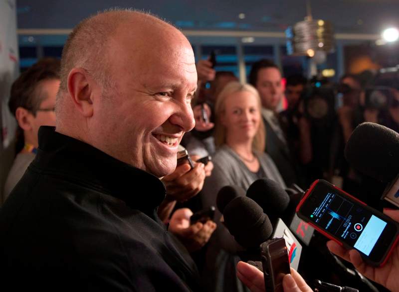Canada's hockey coach Benoit Groulx speaks to reporters during a media availability session at the IIHF World Junior Championship, Sunday, December 28, 2014 in Montreal.