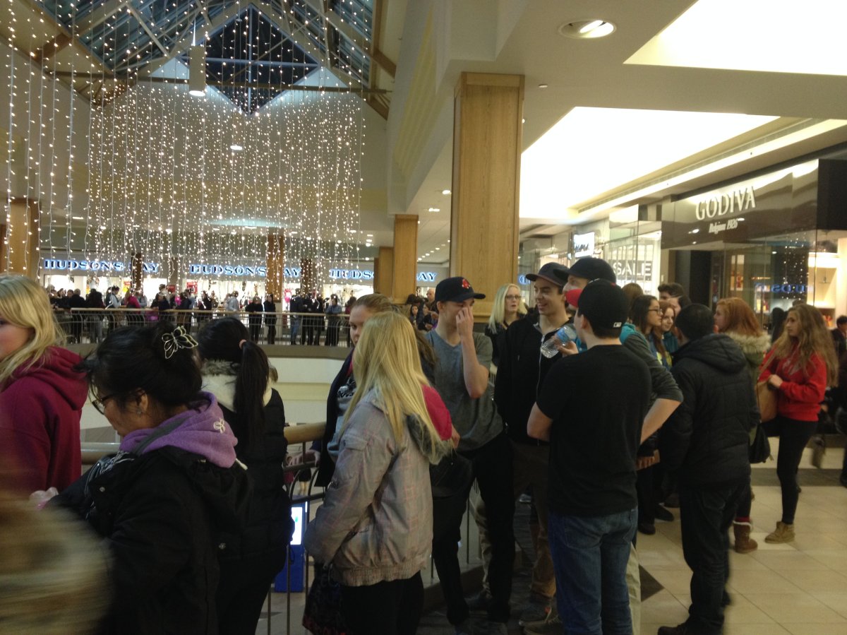 Hundreds line up for Boxing Day Deals at Polo Park Friday Morning.