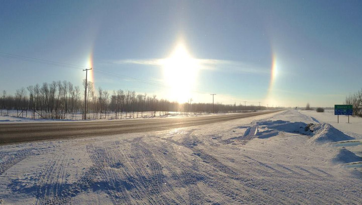 Dec 3: This photo was taken by Suzy Pilat of a sundog at Glaslyn.
